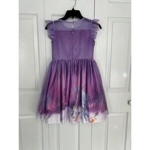 Disney Frozen Elsa Olaf Purple Sparkle Tulle Party Dress Girls 9/10, EUC